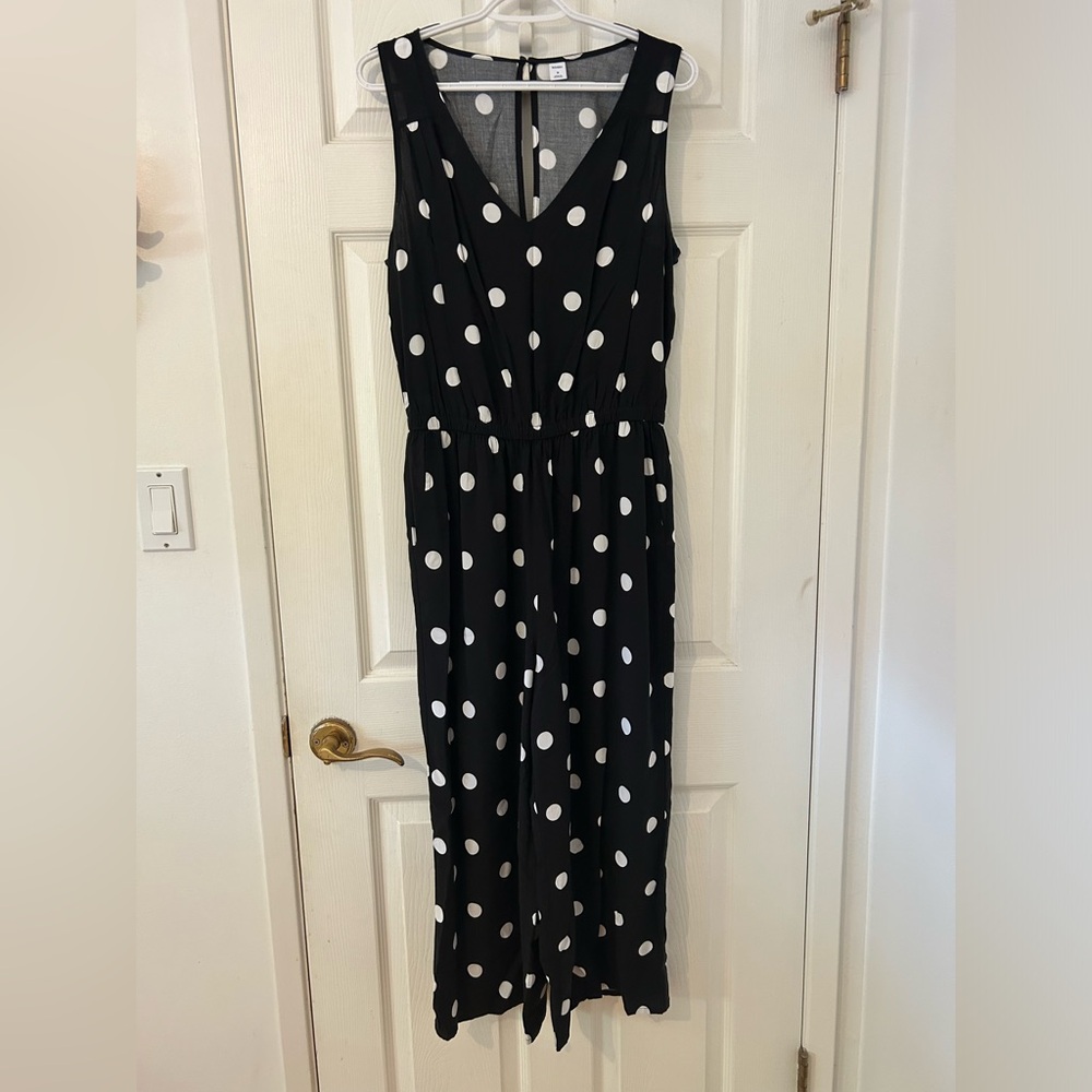 Old Navy Black and White Polka Dot Jumpsuit